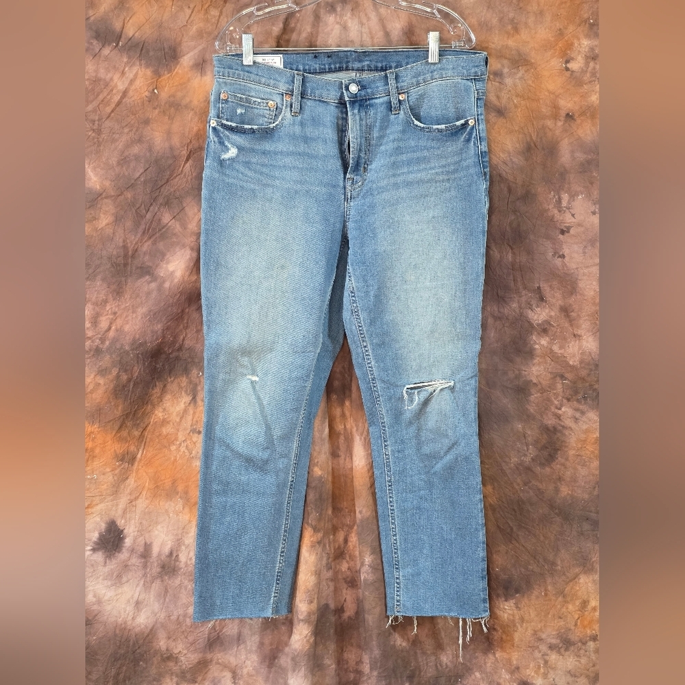 GAP Jeans Vintage Slim Mid Rise Washwell Stretch Light Indigo Blue 32/14R - Picture 2 of 9